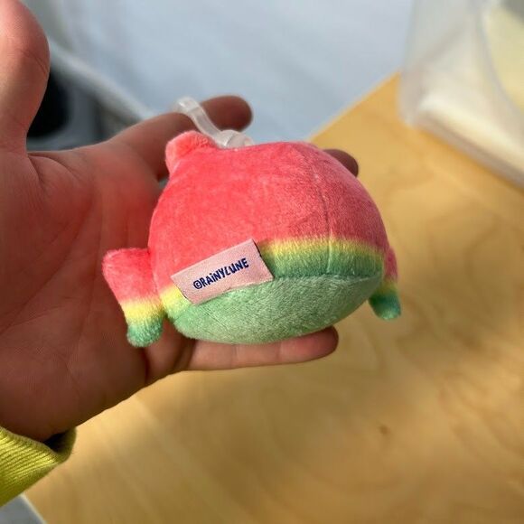 Rainylune Plush Friend The Frog Watermelon Keychain Fob Rainy Lune - Picture 3 of 3